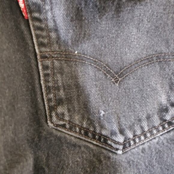 Vintage Levis 501 Mens 31x32 Black Button Fly Straight Leg Faded Frayed Faded - Picture 9 of 10